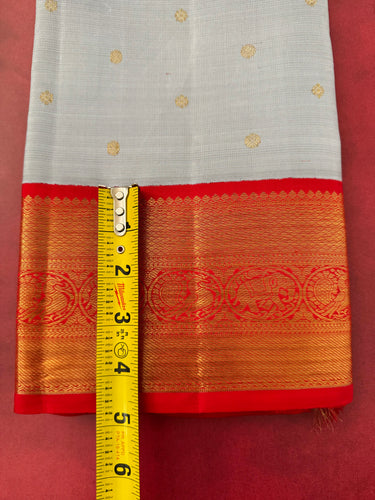 Exclusive Kanchivaram Korvai Pure Silk Pure Zari Silk Saree | Light Steel Blue | Gold Zari | Handwoven | Ships from California